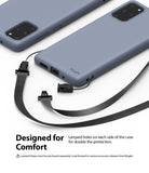 Galaxy S20 Plus Case | Air-S - Blue phone case with lanyard attachment holes and a detachable black strap.