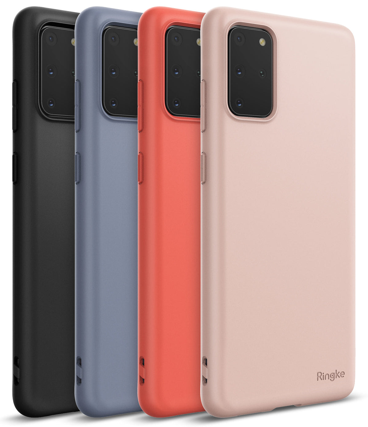 Galaxy S20 Plus Case | Air-S - Four Galaxy S20 Plus phone cases in black, blue, red, and pink lined up against a white background.