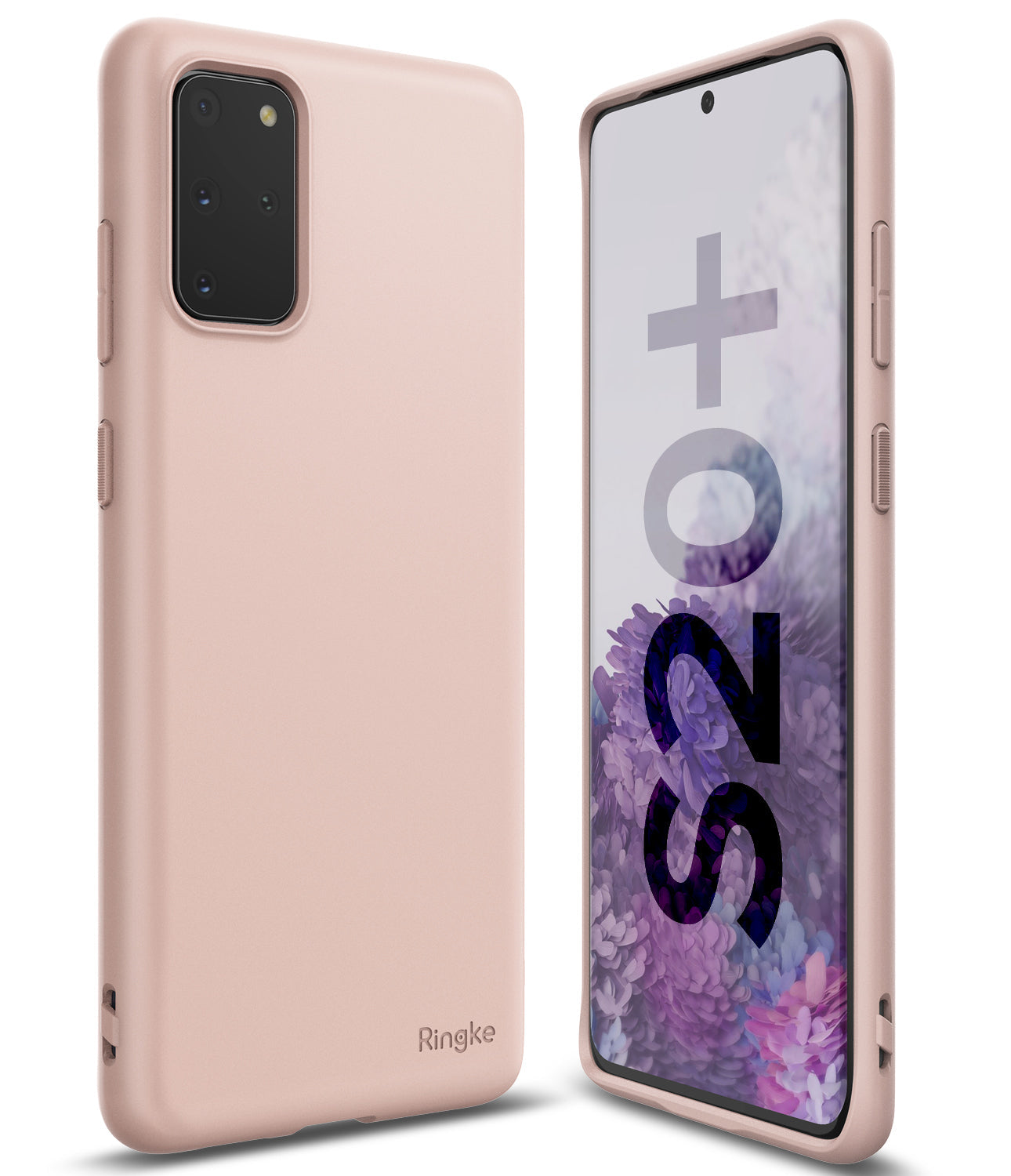 Galaxy S20 Plus Case | Air-S - A matte pink phone case shown from the back and front on a Galaxy S20 Plus.