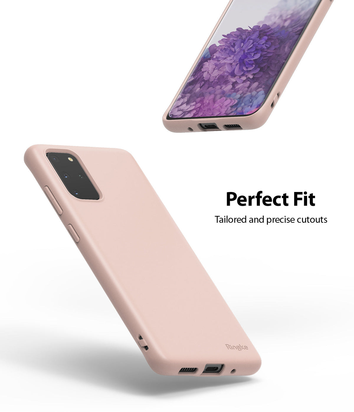Galaxy S20 Plus Case | Air-S - Pink phone case showing precise cutouts for ports and buttons on a Galaxy S20 Plus.