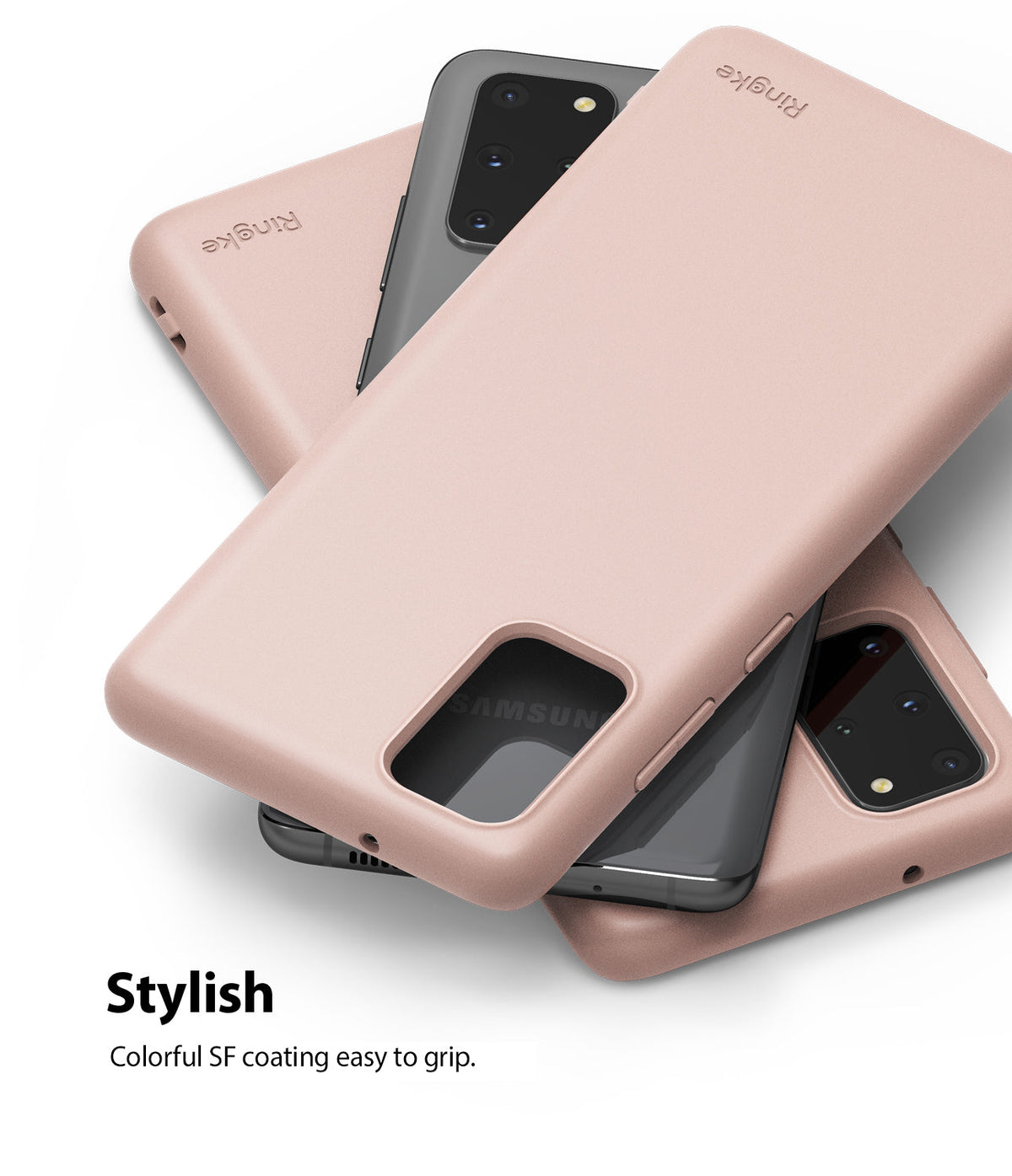 Galaxy S20 Plus Case | Air-S - Stacked matte pink phone cases for Galaxy S20 Plus with cutouts for camera and buttons.