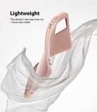 Galaxy S20 Plus Case | Air-S - A slim, pink phone case floating amidst flowing white fabric with text about its lightweight design.