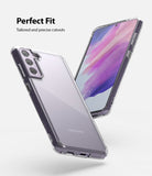 Galaxy S21 FE Case | Fusion - Clear protective phone case on a Samsung Galaxy S21 FE showing precise camera and port cutouts.