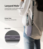Galaxy S21 FE Case | Fusion - Person wearing a phone case with a lanyard strap, highlighting the integrated strap holes.