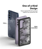 Galaxy S21 FE Case | Fusion - Comparison of a scratched clear case and a durable Matte Camo Black Fusion case.