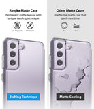 Galaxy S21 FE Case | Fusion - Comparison showing a durable etched matte case versus a peeling matte coated case.