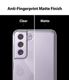 Galaxy S21 FE Case | Fusion - Comparison showing a clear phone case with fingerprints versus a matte anti-fingerprint finish.