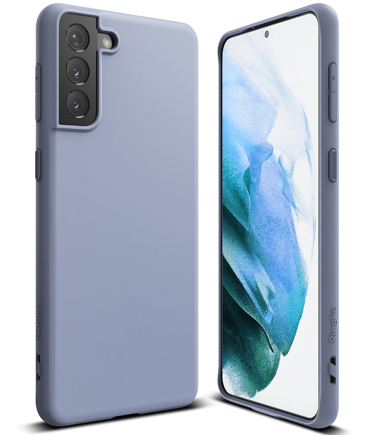 Galaxy S21 Plus Case | Air-S - Lavender blue phone case shown from back and front angles on a white background.