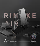 Galaxy S21 Plus Case | Air - Clear protective phone cases floating against a dark background with Ringke branding.