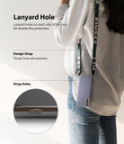 Galaxy S21 Plus Case | Air - A person wearing a phone case with a lanyard, highlighting the dual strap holes for attachment.