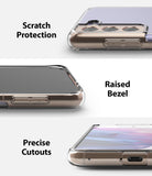 Galaxy S21 Plus Case | Air - Close-ups showing scratch protection, raised screen bezels, and precise port cutouts.