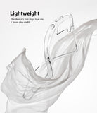Galaxy S21 Plus Case | Air - A clear, slim phone case floating amidst flowing white fabric against a white background.