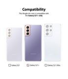 Galaxy S21 Plus Case | Air - Compatibility chart showing Galaxy S21, S21+, and S21 Ultra with a checkmark on the S21+ model.