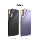 Galaxy S21 Plus Case | Air - Two Galaxy S21 Plus phones in smoke black and clear Air cases shown side-by-side.