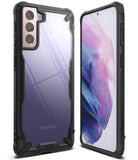 Galaxy S21 Plus Case | Fusion-X - Black rugged protective case on a Samsung Galaxy S21 Plus showing front and back views.