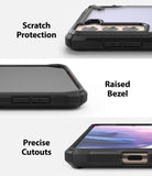 Galaxy S21 Plus Case | Fusion-X - Three panels showing scratch protection, raised bezels, and precise port cutouts.