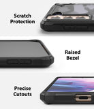 Galaxy S21 Plus Case | Fusion-X - Three close-up views showing scratch protection, raised bezels, and precise port cutouts.