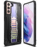 Galaxy S21 Plus Case | Fusion-X Design - Black protective phone case with a torn paper graphic and colorful gradient.