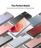 Galaxy S21 Plus Case | Fusion - Multiple Galaxy S21 Plus phones in clear cases displayed in various colors on a white background.