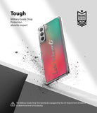Galaxy S21 Plus Case | Fusion Design - Clear phone case with gradient pink-green back and text over debris.