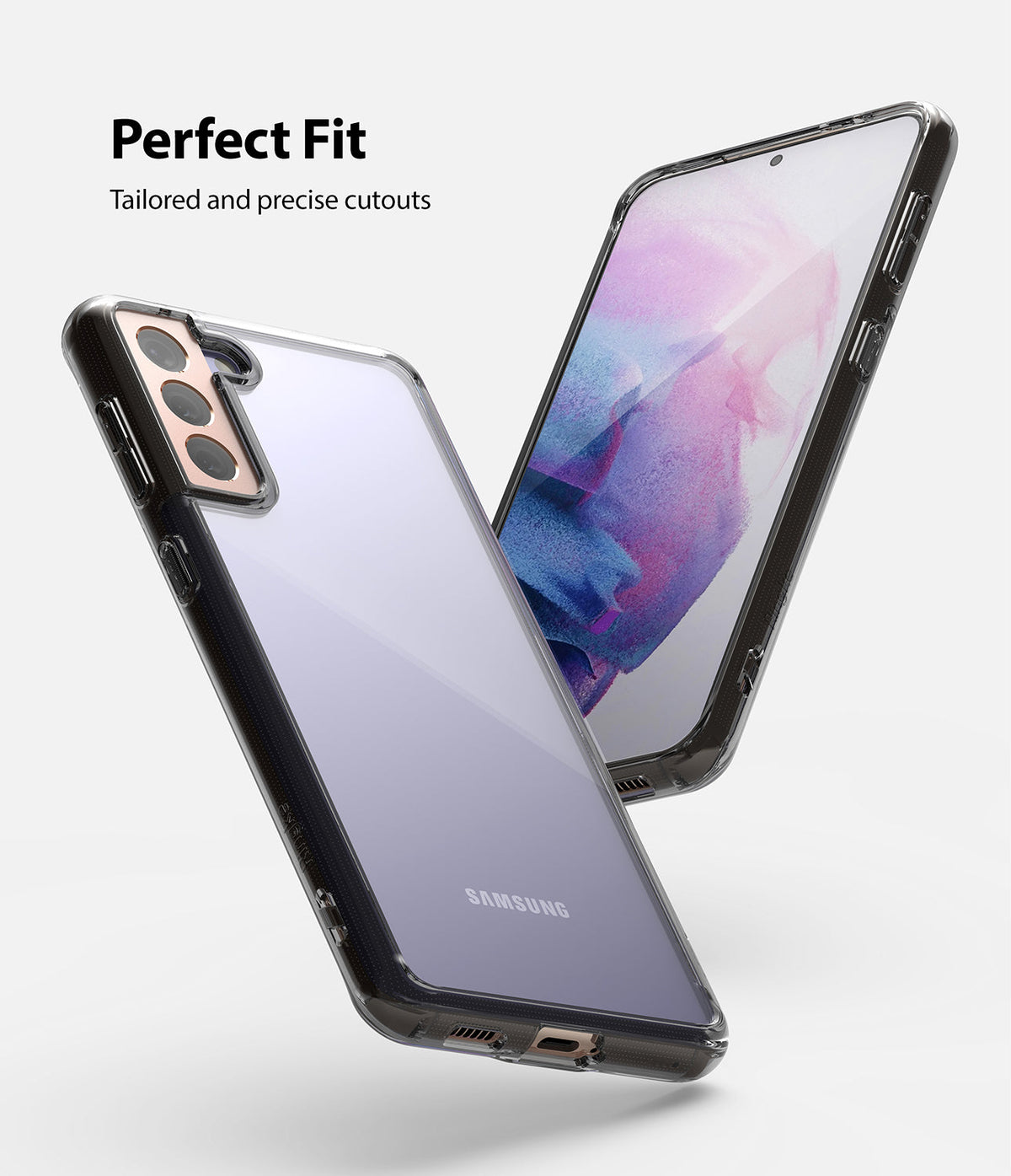 Galaxy S21 Plus Case | Fusion - Clear phone case showing precise cutouts for the camera and ports on a Galaxy S21 Plus.