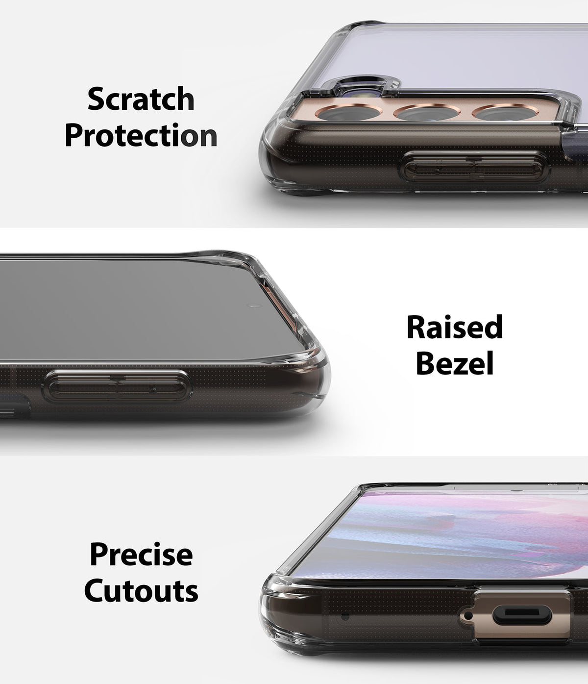 Galaxy S21 Plus Case | Fusion - Close-ups showing camera protection, raised screen bezels, and precise port cutouts.