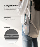 Galaxy S21 Plus Case | Fusion Design - Person wearing a phone case with a lanyard strap and a close-up of the strap holes.
