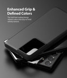 Galaxy S21 Ultra Case | Air-S - Matte black phone case stacked on a Galaxy S21 Ultra, highlighting its soft-touch texture.