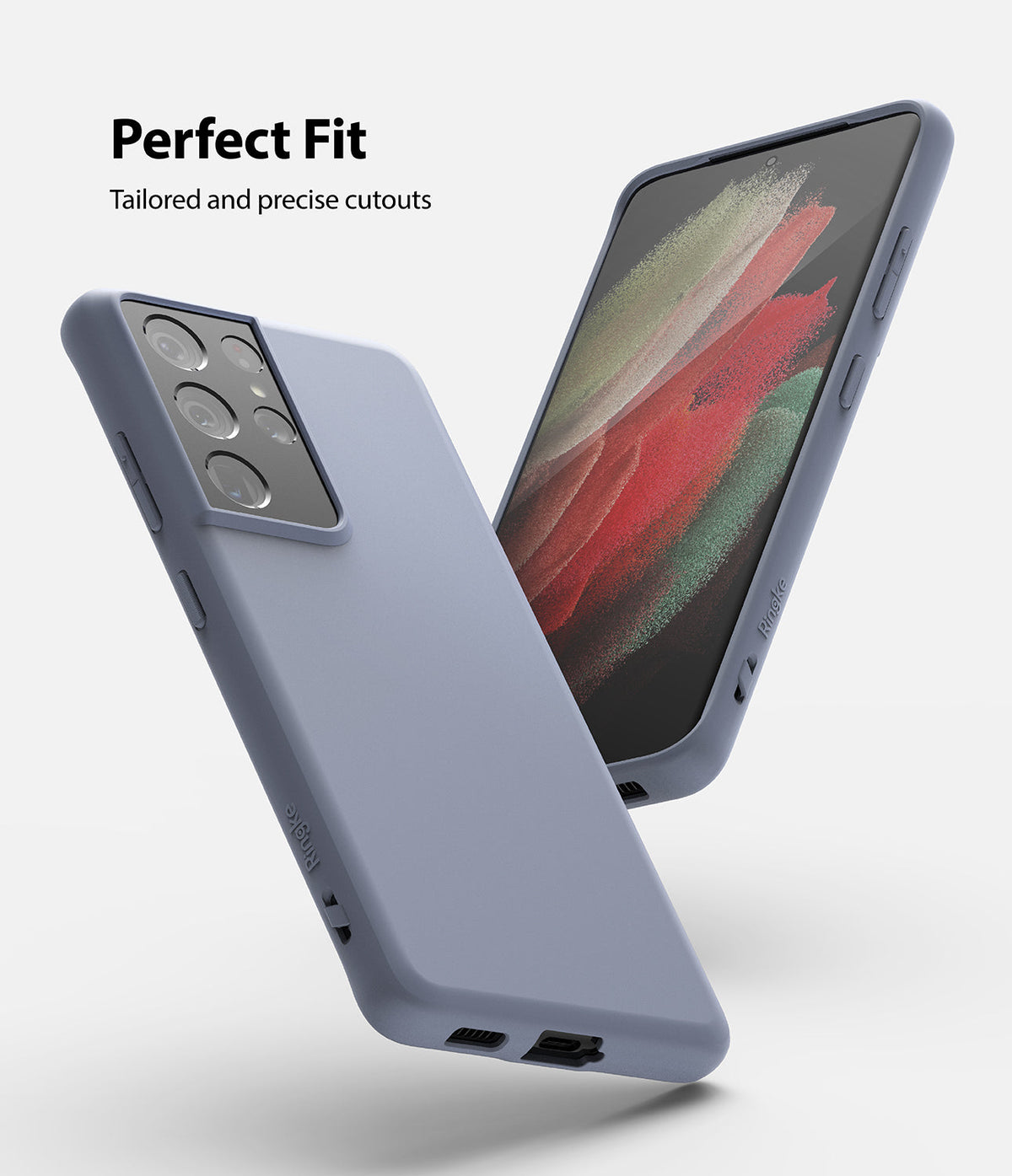 Galaxy S21 Ultra Case | Air-S - A blue phone case on a Galaxy S21 Ultra showing precise cutouts and a slim, matte finish.