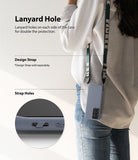 Galaxy S21 Ultra Case | Air-S - Person wearing a phone case with a lanyard strap, highlighting the integrated strap holes.