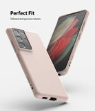 Galaxy S21 Ultra Case | Air-S - Matte pink phone case showing precise cutouts for the camera and ports on a Galaxy S21 Ultra.