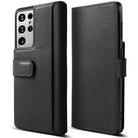 Galaxy S21 Ultra Case | Folio Signature+ - Black leather folio case for Galaxy S21 Ultra with magnetic strap closure.