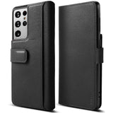Galaxy S21 Ultra Case | Folio Signature+ - Black leather folio case for Galaxy S21 Ultra with magnetic strap closure.