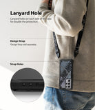 Galaxy S21 Ultra Case | Fusion-X Design - Person wearing a phone case with a lanyard strap and close-up of the strap holes.
