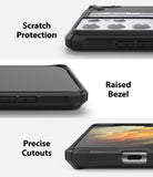Galaxy S21 Ultra Case | Fusion-X Design - Close-ups showing camera protection, raised screen bezels, and precise port cutouts.