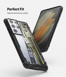 Galaxy S21 Ultra Case | Fusion-X Design - Black Fusion-X phone case showing front and back views with precise cutouts.
