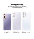 Galaxy S21 Case | Folio Signature+ - Compatibility chart showing Galaxy S21 checked and S21+ and S21 Ultra unchecked.