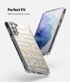 Galaxy S21 Case | Fusion Design - Clear phone case with SEOUL text, showing precise cutouts and a floating phone view.