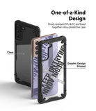 Galaxy S21 Case | Fusion-X Design - Two Galaxy S21 phones with clear and graphic-printed shock-resistant protective cases.