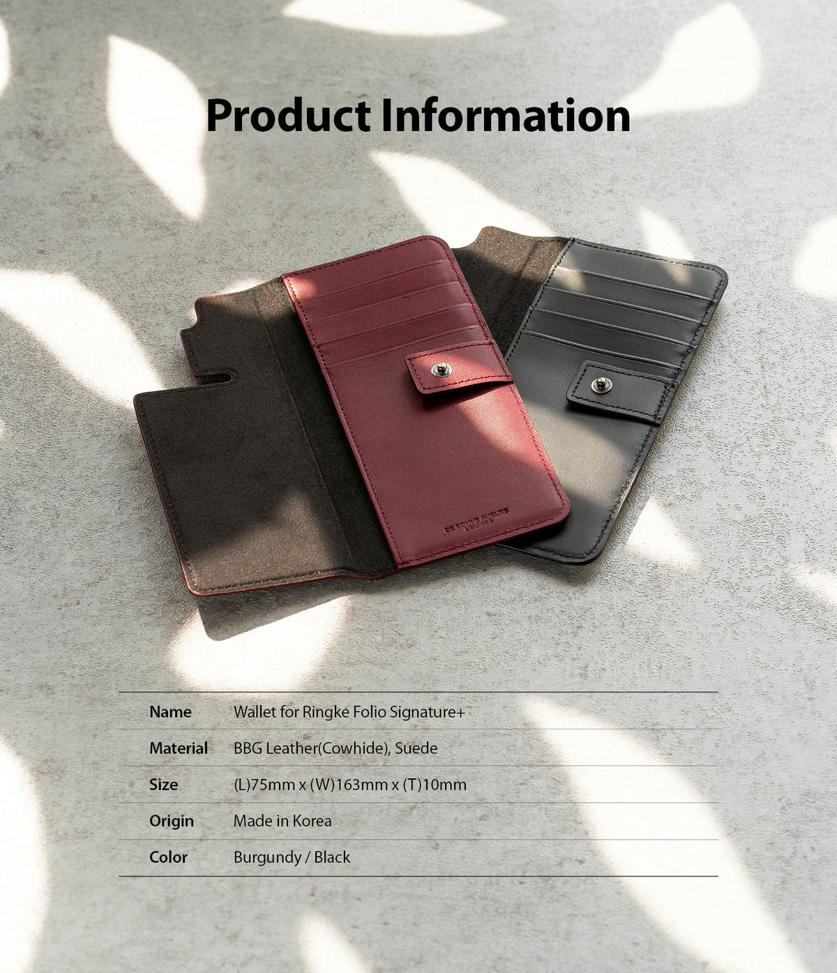 Galaxy S21 Case | Folio Signature+ - Burgundy and black leather wallet cases with card slots and snap closures.