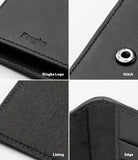 Galaxy S21 Case | Folio Signature+ - Four close-up views showing the Ringke logo, metal snap, soft lining, and stitched edge.