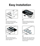 Galaxy S22 Ultra Camera Lens Protector | Camera Lens Frame Glass - Galaxy S22 Ultra Camera Lens Protector - Four-step illustrated guide showing how to clean, peel, align, and install lens.