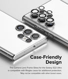 Galaxy S22 Ultra Camera Lens Protector | Camera Lens Frame Glass - Galaxy S22 Ultra Camera Lens Protector - Individual black metal lens covers being applied to a silver smartphone camera.