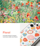 Galaxy S22 Ultra Case | Fusion Design - Clear phone case featuring hand-drawn pastel flowers against a floral meadow.