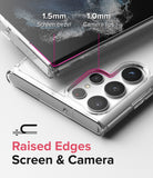 Galaxy S22 Ultra Case | Fusion - Clear phone case highlighting 1.5mm screen bezel and 1.0mm camera lip protection.