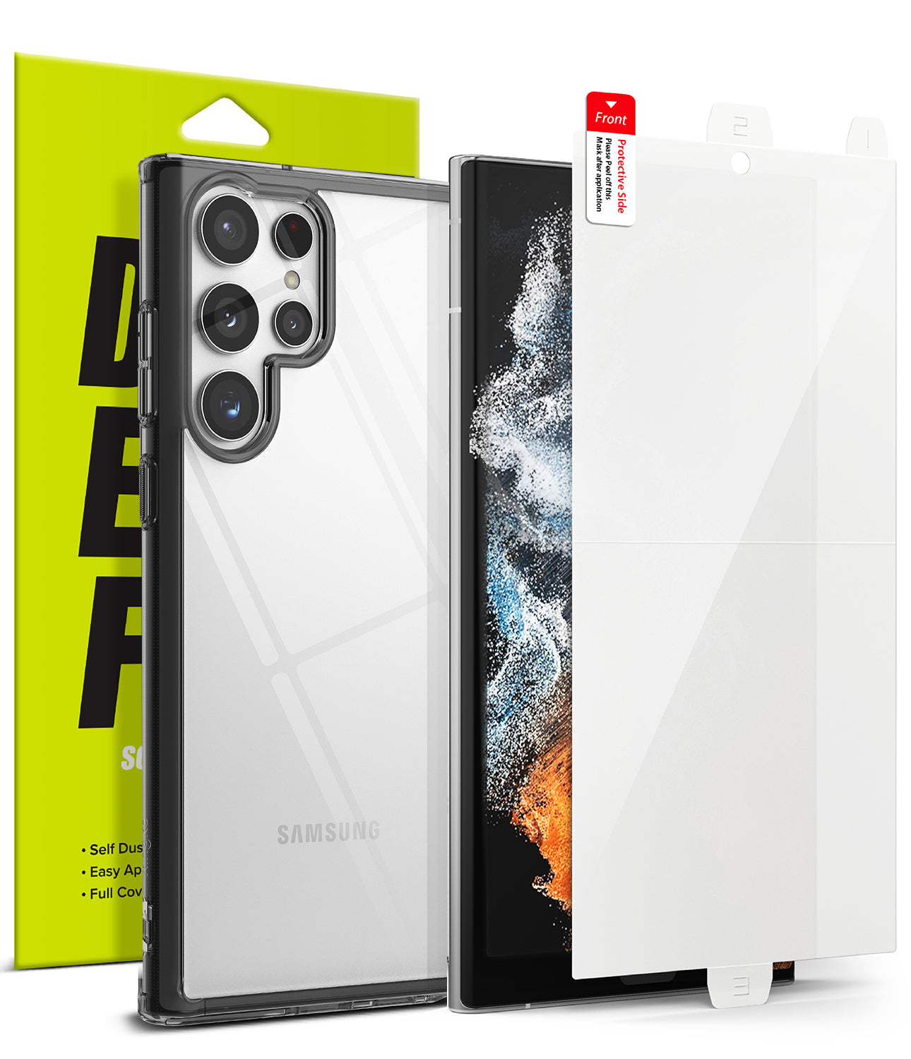 Galaxy S22 Ultra Case Combo | Fusion Case + Screen Protector - Galaxy S22 Ultra Case Combo - Clear phone case and screen protector displayed with retail packaging.