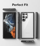 Galaxy S22 Ultra Case | Fusion - Multiple views of a clear phone case on a Galaxy S22 Ultra against a white background.