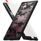 Galaxy S22 Ultra Case Combo | Fusion-X Case + Screen Protector - Galaxy S22 Ultra Case Combo - Black camo Fusion-X phone case with a clear screen protector film on a white background.