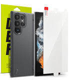 Galaxy S22 Ultra Case Combo | Onyx + Screen Protector - Matte black phone case and screen protector with packaging.