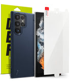 Galaxy S22 Ultra Case Combo | Onyx + Screen Protector - Navy blue phone case and screen protector with packaging.